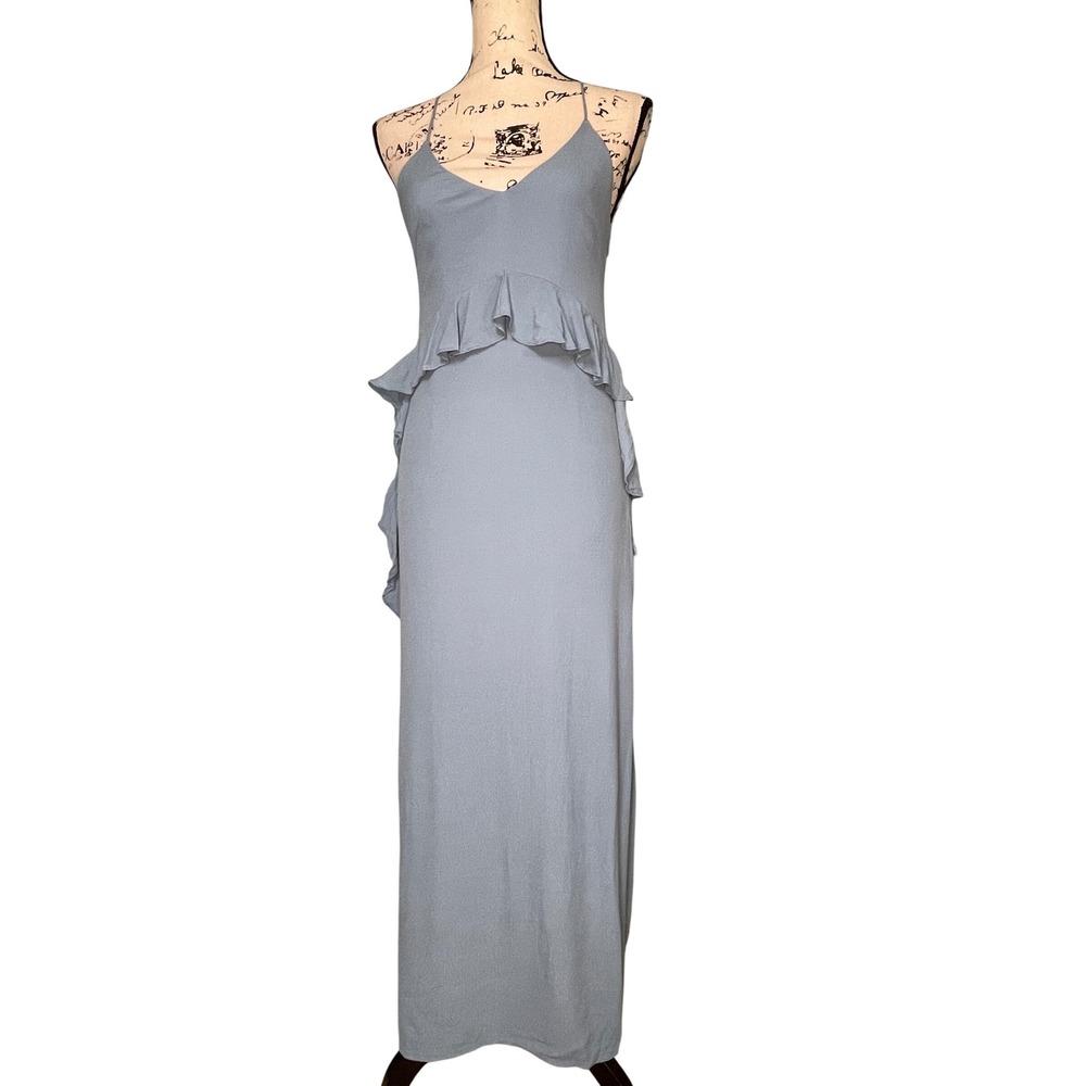 ELLIATT Maxi Dress Blue Spaghetti Strap Ruffle Tiered Formal‎ Evening XS